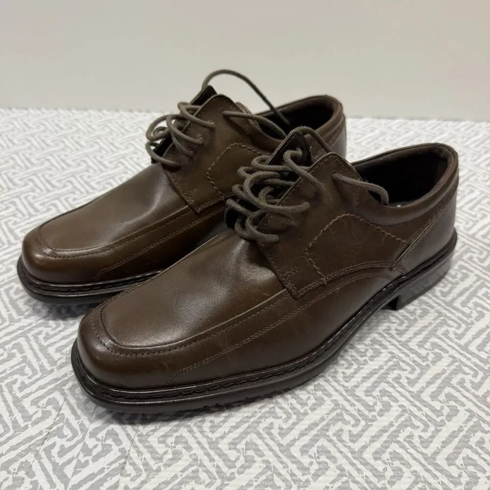 Ara Men Gero Brown Leather Derby Dress Shoes US 8 M Apron Toe Oxford Macchiato